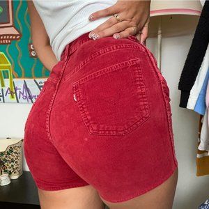1970's red corduroy for gal's levis shorts